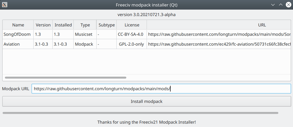 Freeciv21 Modpack Installer Qt GUI application